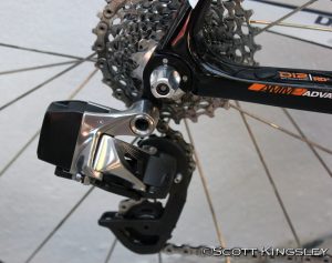 Markings on the metal portion of the rear derailleur bear resemblance to current production models. Photo by Scott Kingsley.