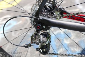 SRAM Force 22 might be heavier than REd, but it's performance is top notch. Note the bolts for swapping drop outs. Photo by ScottKingsleyPhotography.com