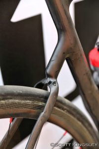 The rear brake mount is capped off on the disc equipped bike, but still can be run if needed. Photo by ScottKingsleyPhotography.com.