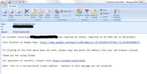Example of the email sent to your emergency contacts.