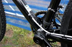 There's a lot going on at the bottom bracket. The rear brake cable exits just above the PressFit 30 bottom bracket. Photo by ScottKingsleyPhotography.com.