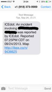Example of the text sent to emergency contacts.